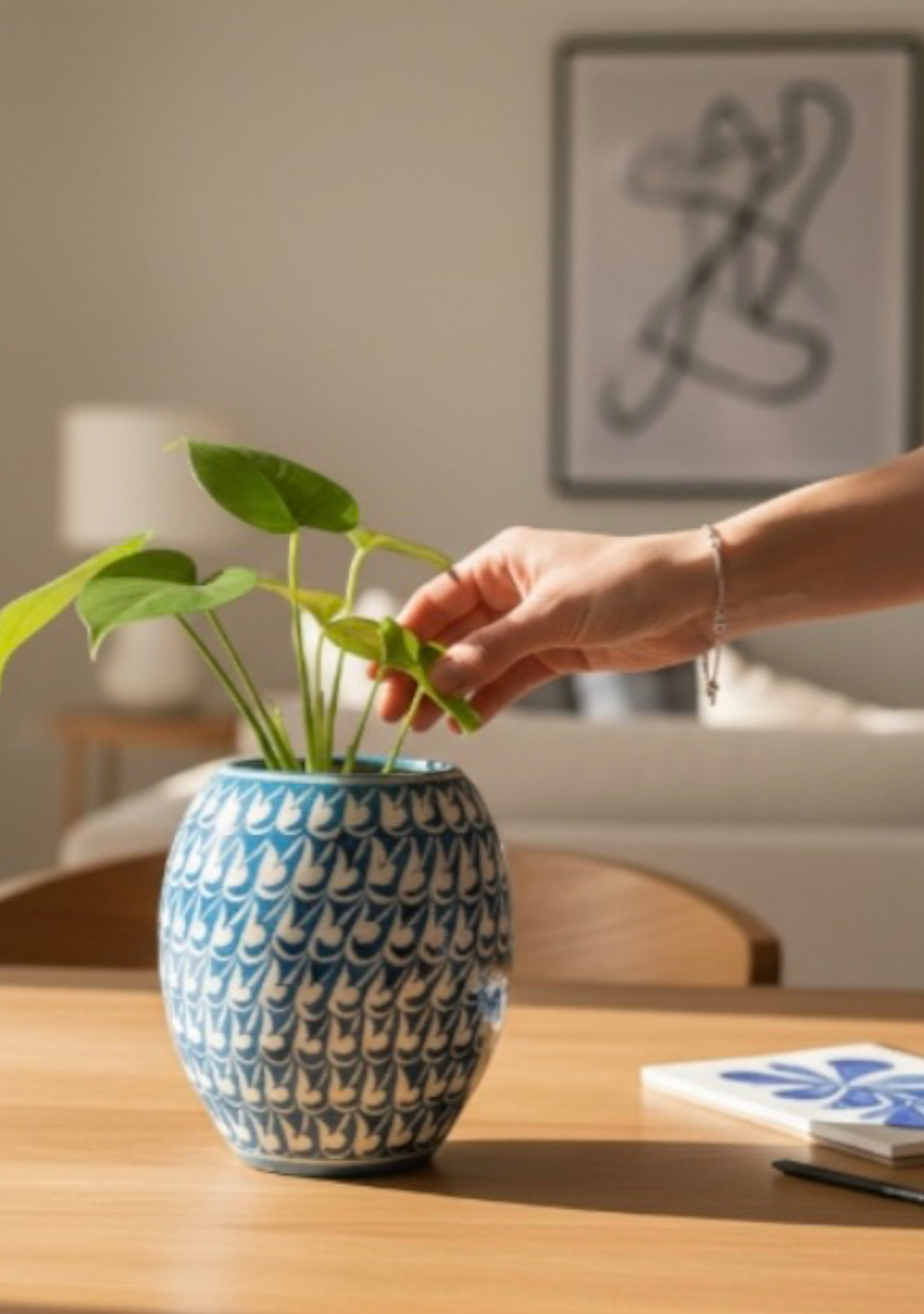 Blue Pottery Big Drum Vase
