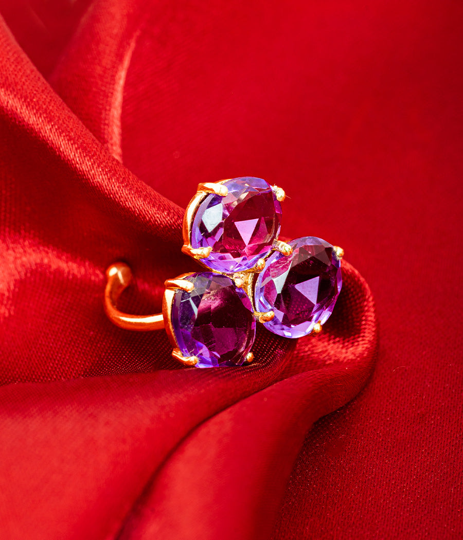 3-Stone Amethyst Gold Plated Ring
