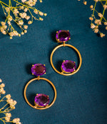 Buy Amethyst Loop Gold Plated Earrings Online 