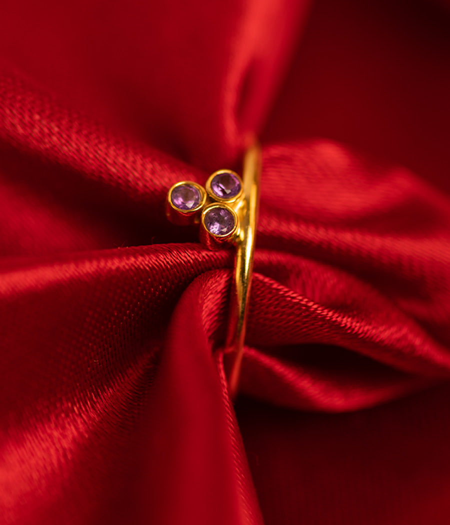 Minimal Amethyst Gold Plated Ring