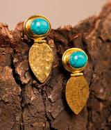 Turquoise Eye Gold Plated Earrings