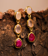 Pink Lady Ruby and Rose Quartz Earrings