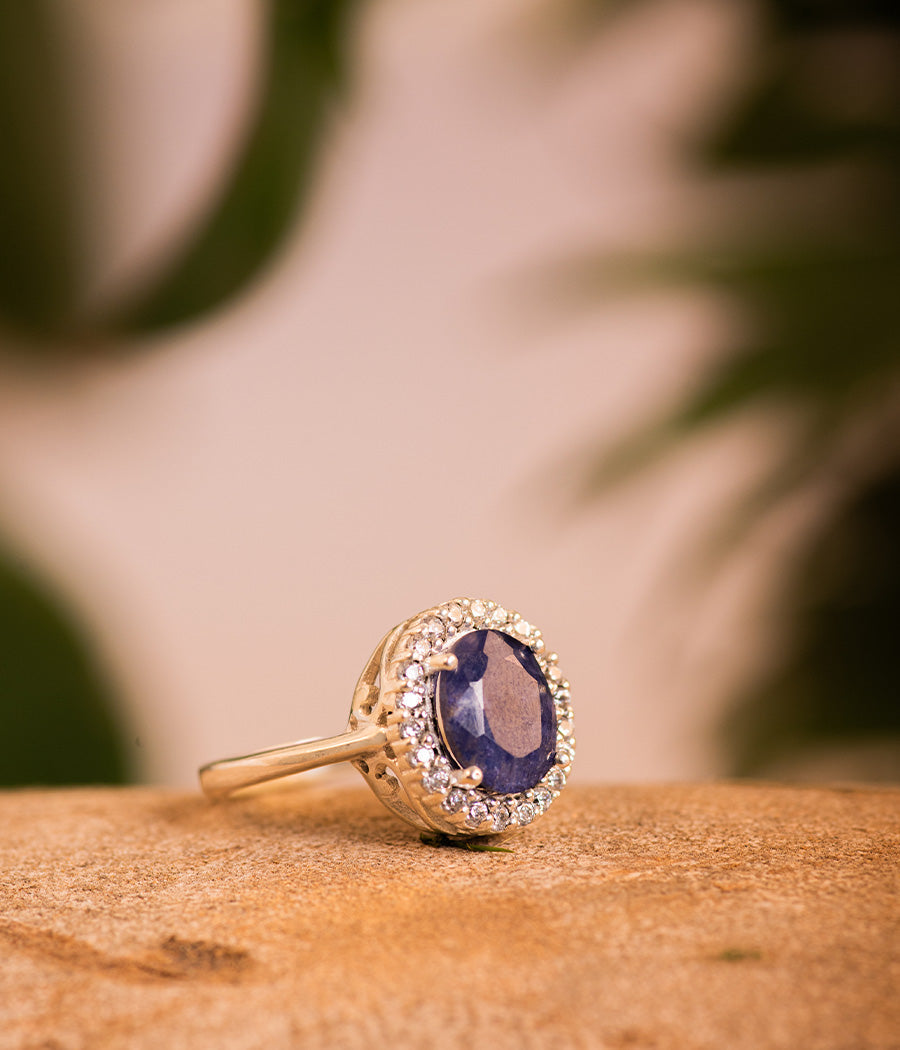 Blue Topaz Promise Finger Ring