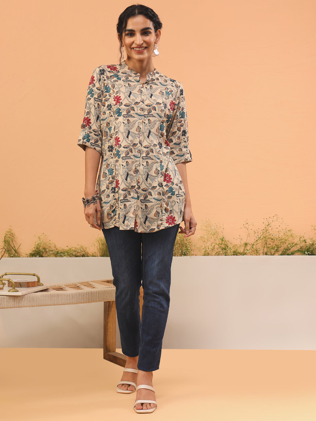 Ammanya Multi Floral Beige Top