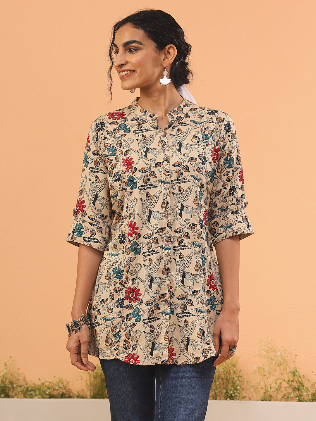 Ammanya Multi Floral Beige Top