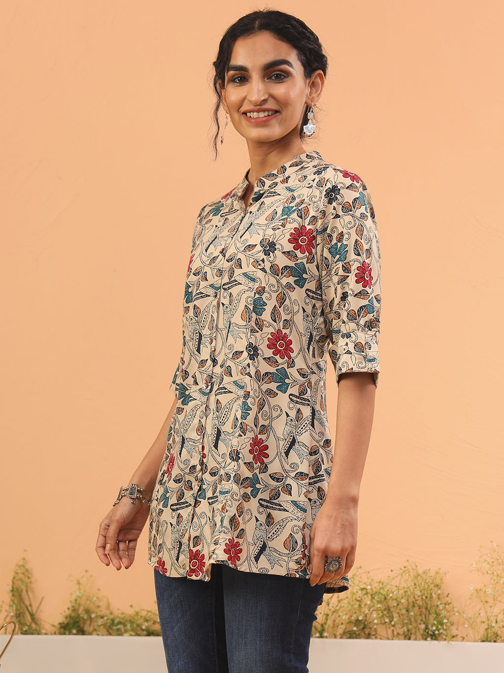 Ammanya Multi Floral Beige Top