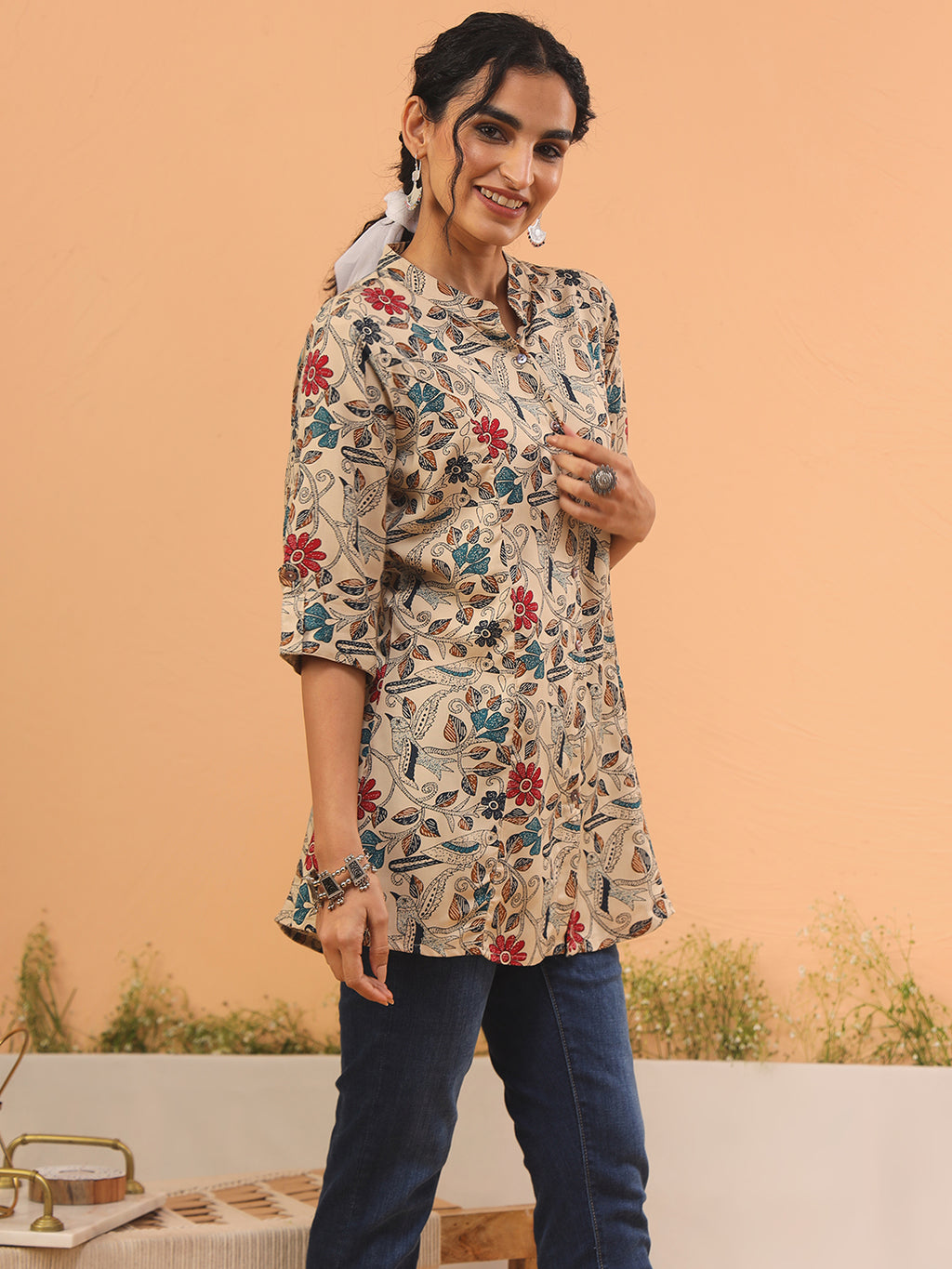 Ammanya Multi Floral Beige Top