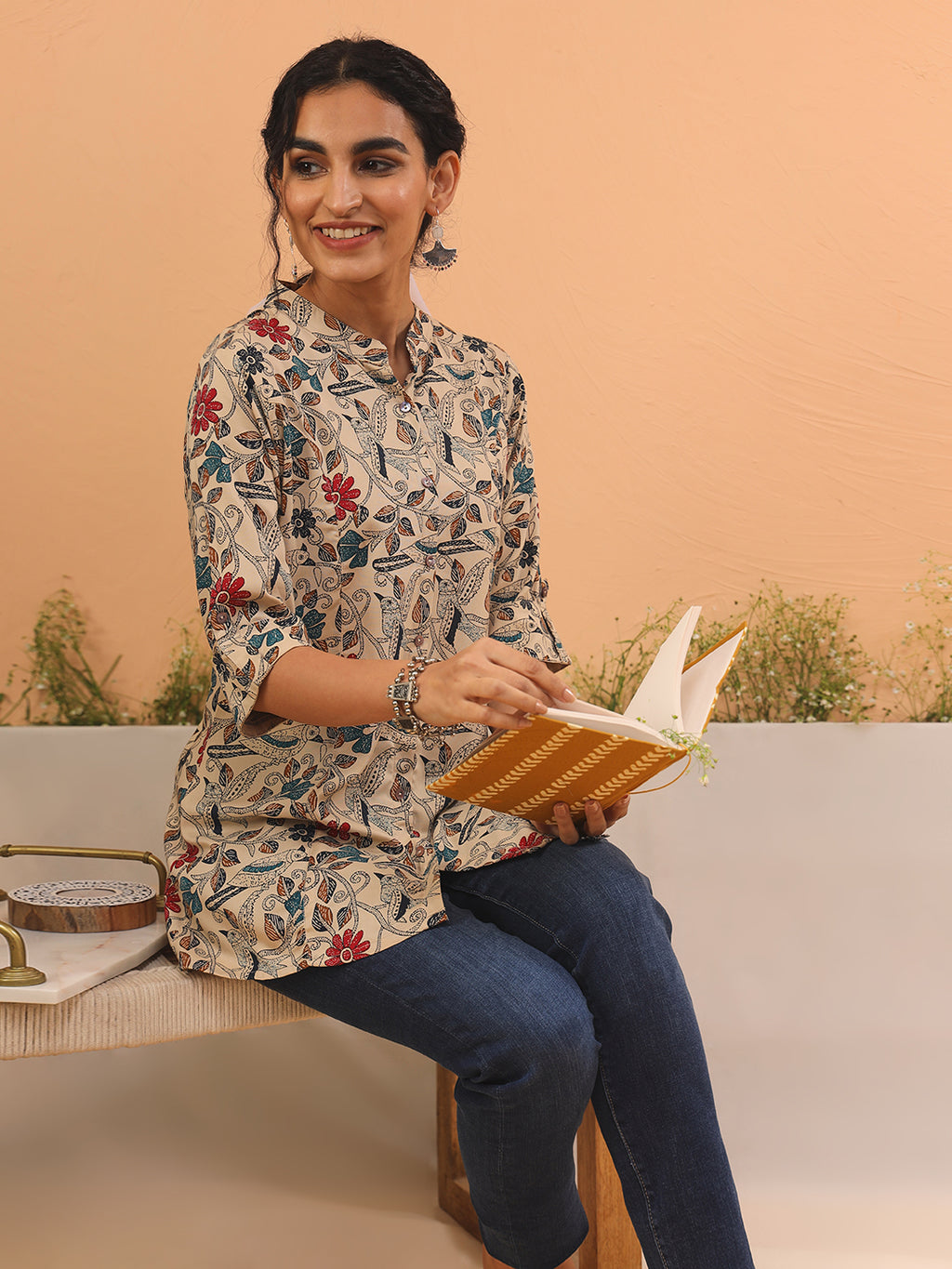 Ammanya Multi Floral Beige Top