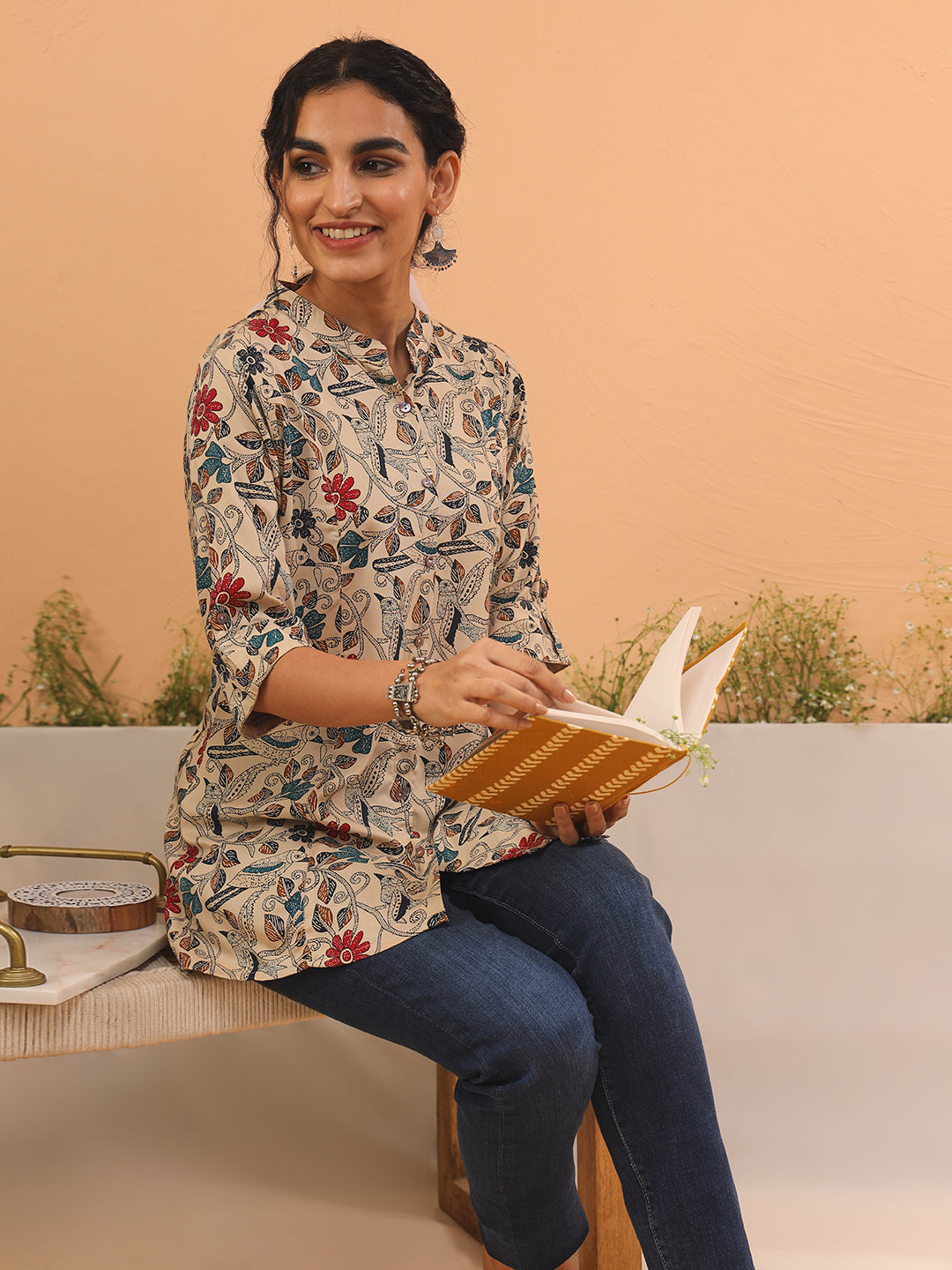 Ammanya Multi Floral Beige Top