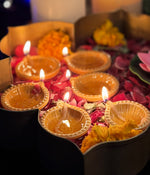 Peach Swastic Diya - Set of 6