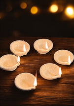 White Swastic Diya Set of 6