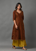 Brown and Mustard Kurta with Palazzo