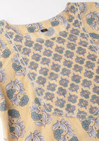Yellow Floral Print kurta set with dupatta