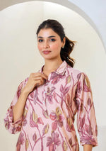 Light Pink Muslin Kurta With  Hem  Cuffed Pant Set