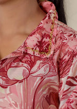 Maroon & White Print Muslin Kurta With  Hem  Cuffed Pant Set