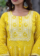 Yellow Chunri Print Anarkali set with Dupatta