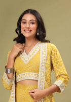 Mustard Chunri Print Blouse & Pant Set