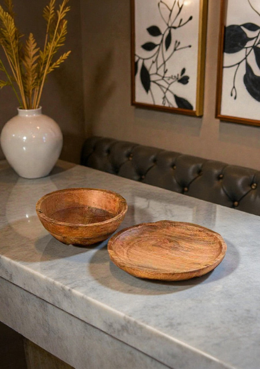 Daffodil Wooden Serving  Bowl & Platter