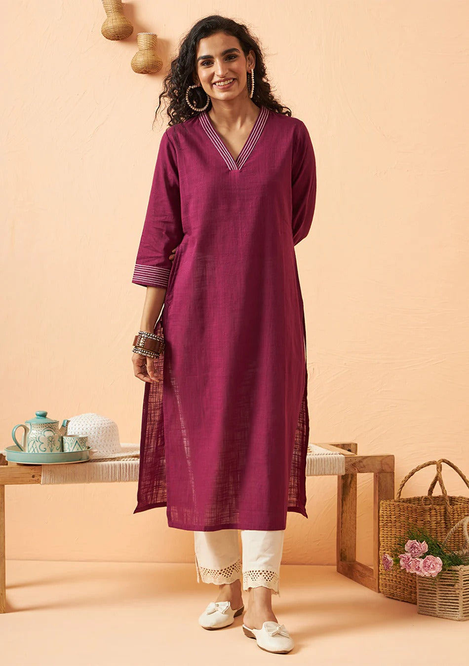 Ammanya Deep purple solid kurta