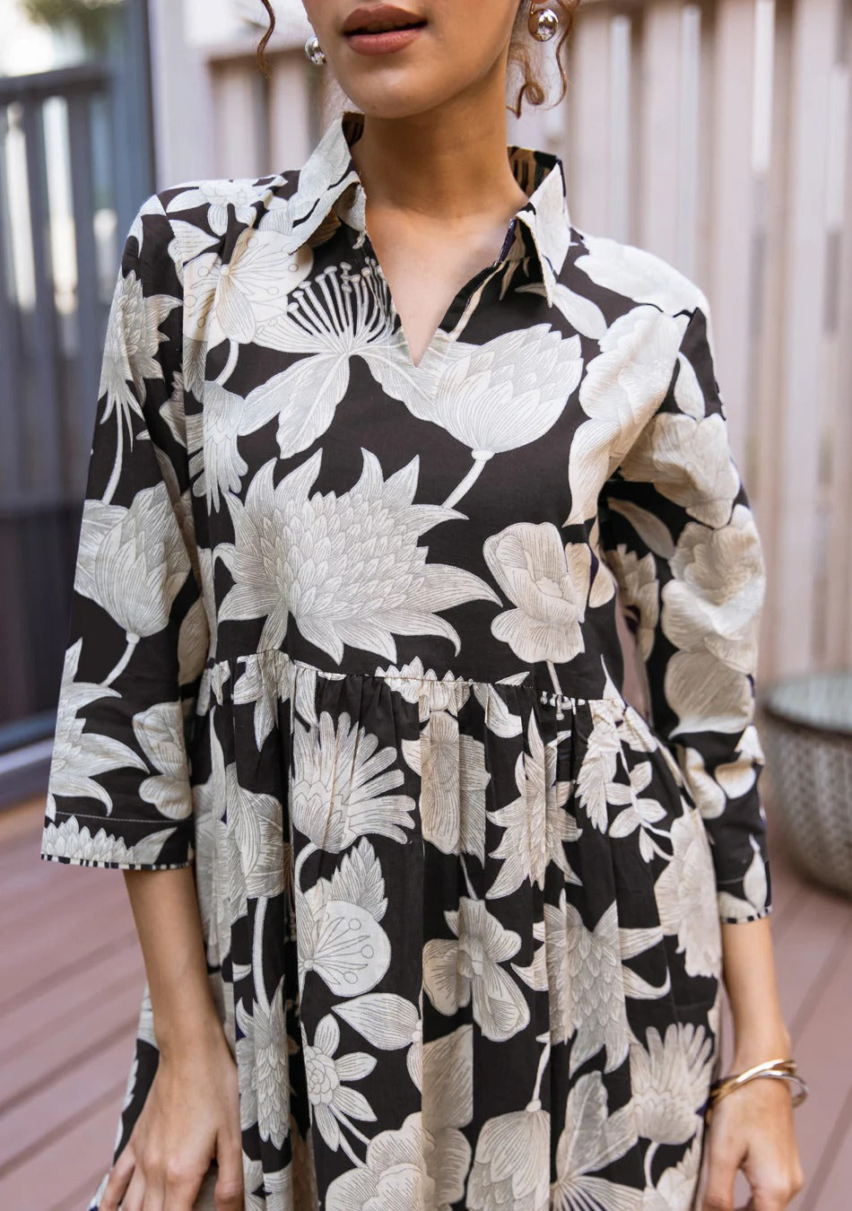 Ammanya Black Botanical Tier Dress