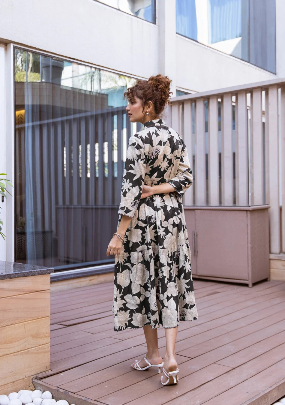 Ammanya Black Botanical Tier Dress