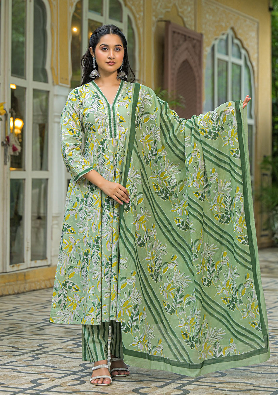 Ammanya Green Mist Anarkali Suit Set