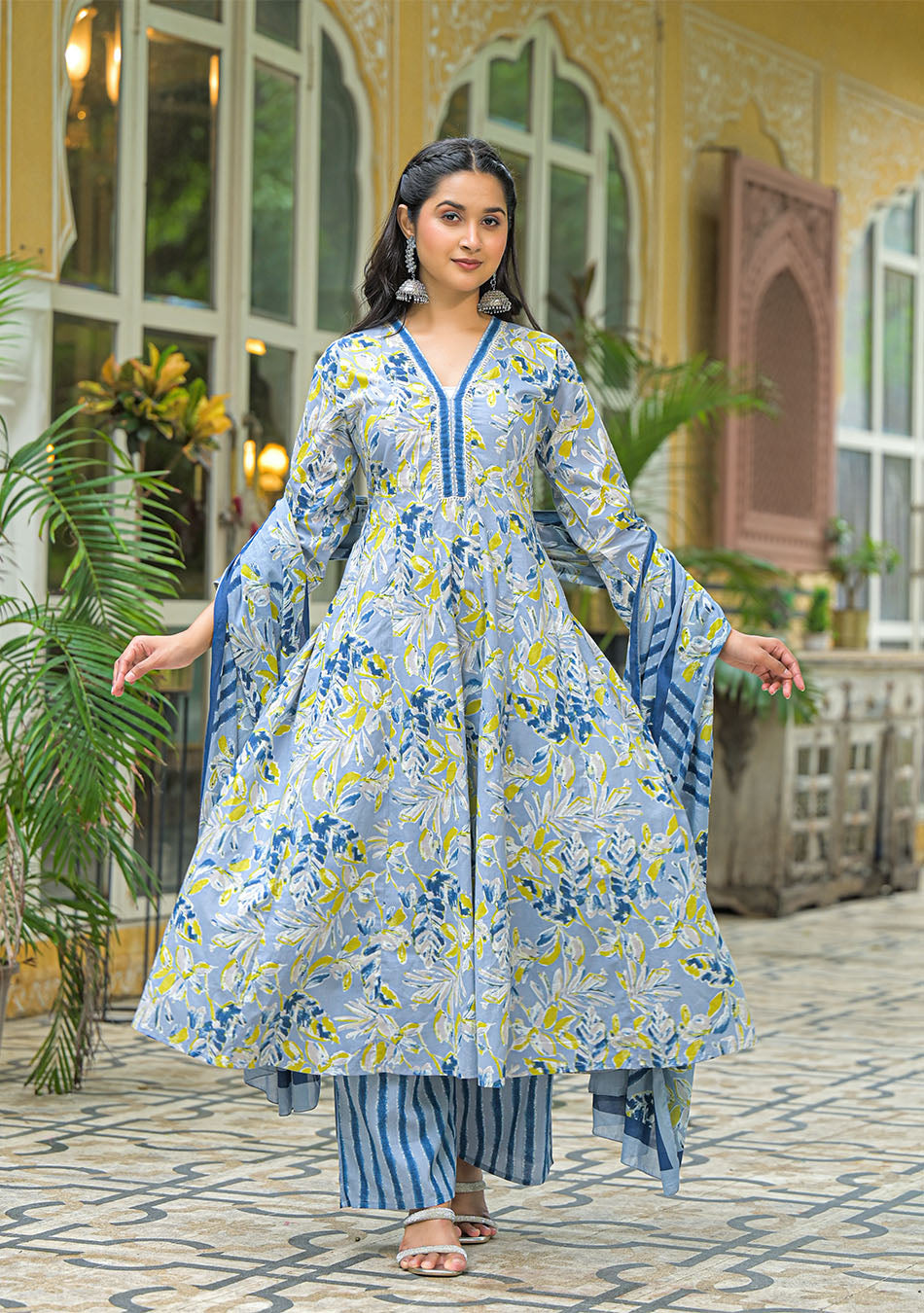 Blue Breeze Anarkali Suit Set