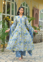 Blue Breeze Anarkali Suit Set