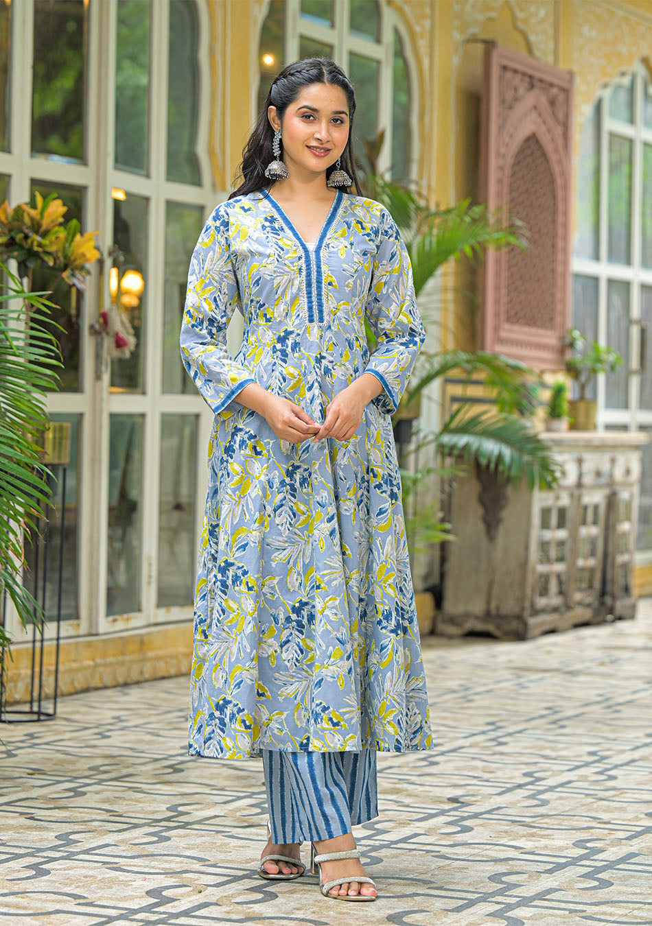 Blue Breeze Anarkali Suit Set