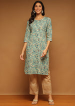 Teal Meadow Kurta