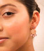 Rose Chalcedony Jhalar Earrings with Gold Plating