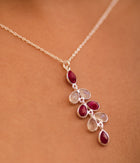 Rainbow Moonstone & Ruby Necklace
