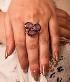 3-Stone Amethyst Gold Plated Ring