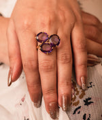 3-Stone Amethyst Gold Plated Ring