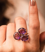 3-Stone Amethyst Gold Plated Ring