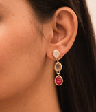 Pink Lady Ruby and Rose Quartz Earrings