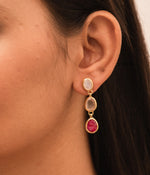 Pink Lady Ruby and Rose Quartz Earrings