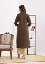 Mocha Solid Cotton Kurta