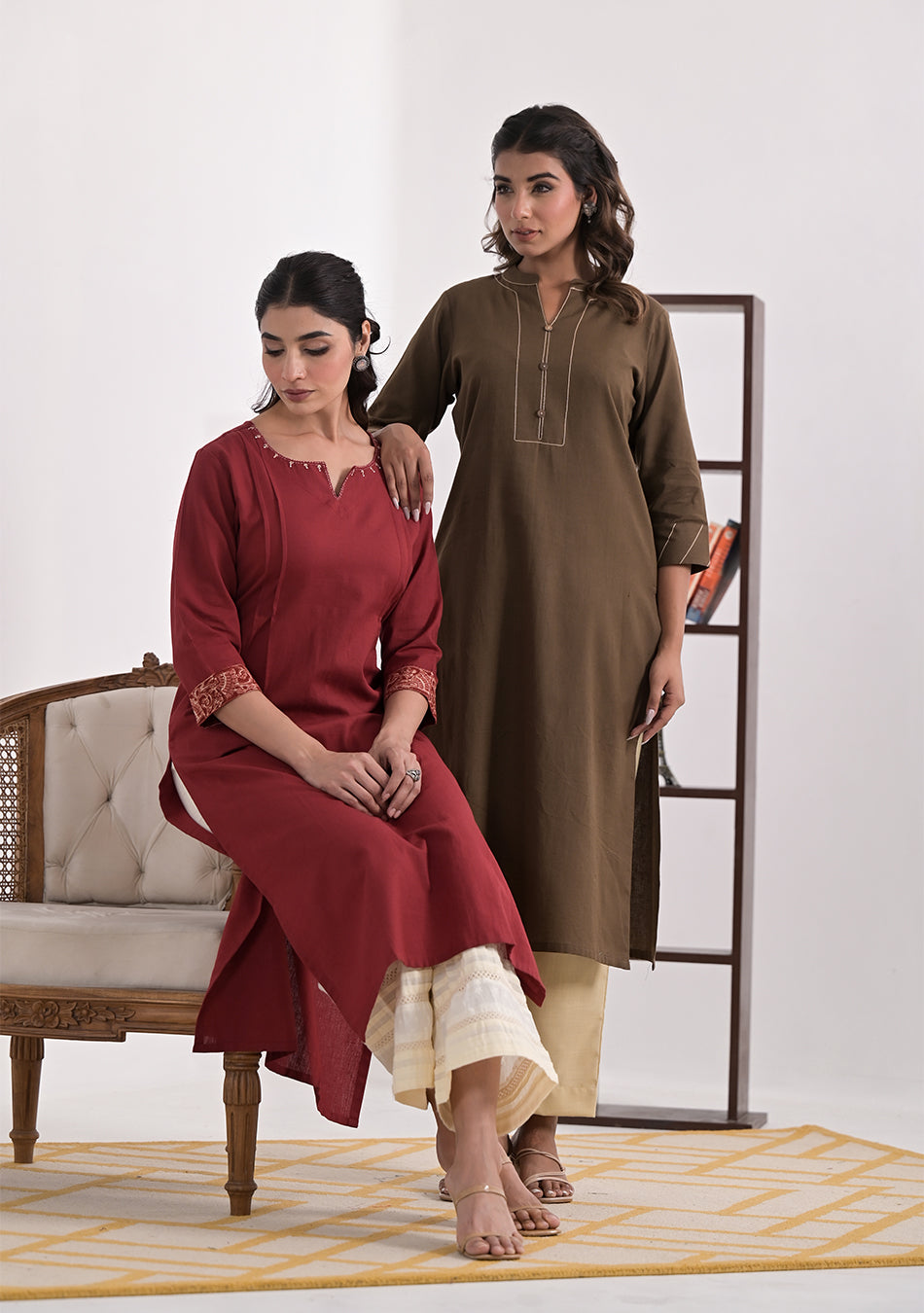 Ammanya Mocha Solid Cotton Kurta