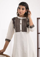 Cream Solid Kurta with Patchwork