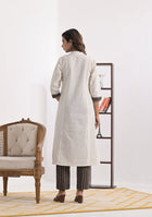 Cream Solid Kurta with Patchwork