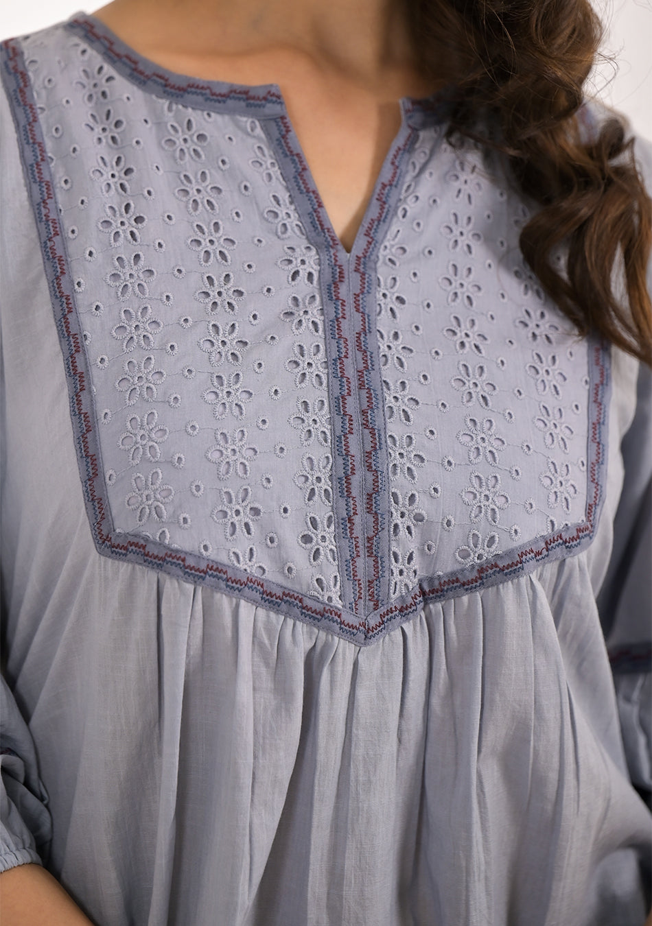ARAVLII Grey Schiffli Dress