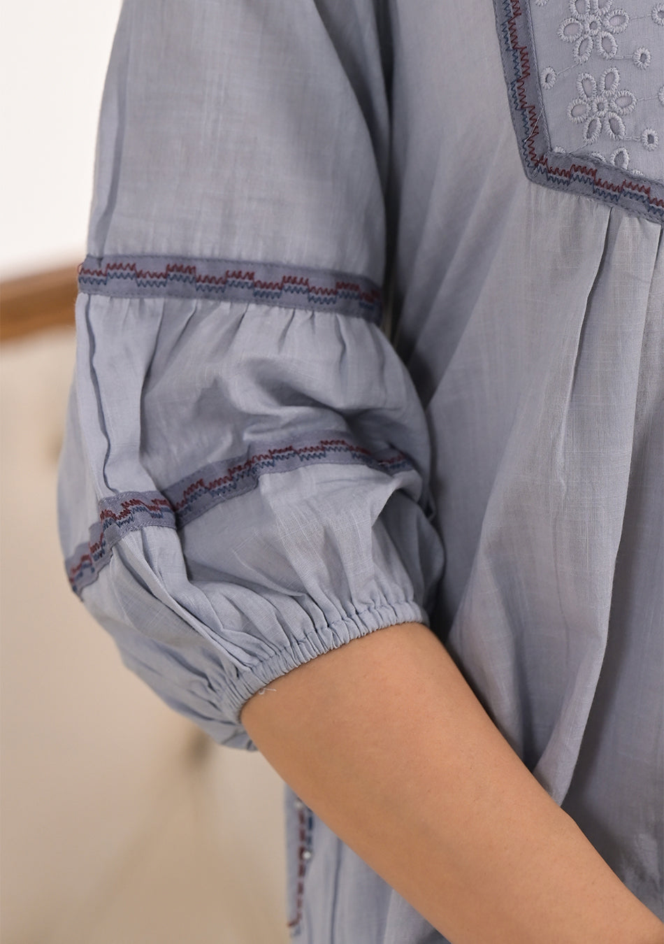 ARAVLII Grey Schiffli Dress