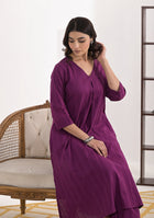 ARAVALII Purple Cotton Dobby Co-Ord Set
