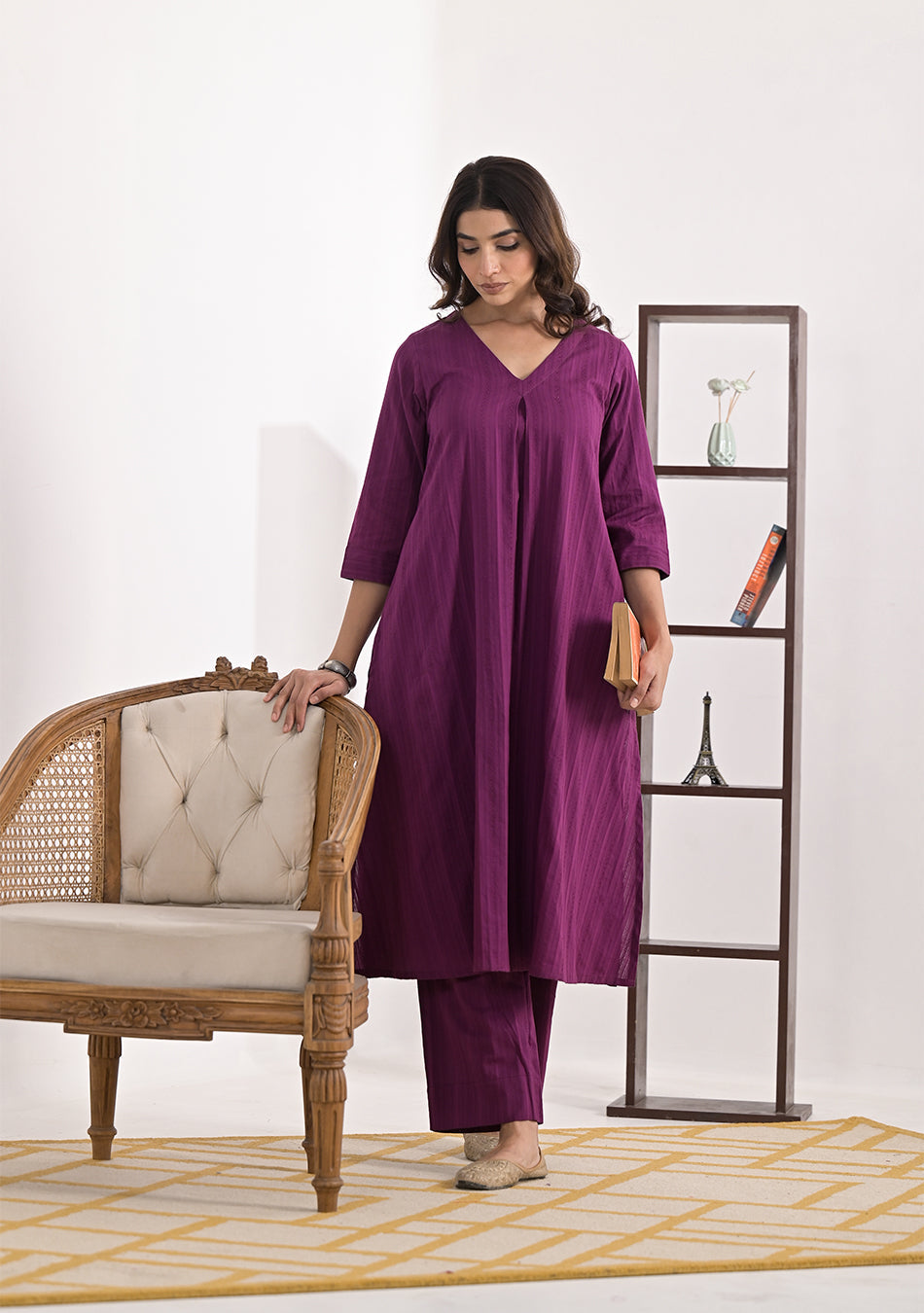 ARAVALII Purple Cotton Dobby Co-Ord Set