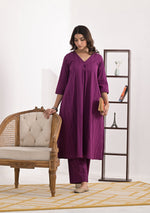 ARAVALII Purple Cotton Dobby Co-Ord Set