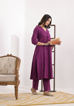 ARAVALII Purple Cotton Dobby Co-Ord Set