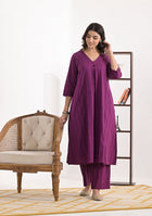 ARAVALII Purple Cotton Dobby Co-Ord Set
