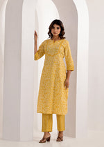 Lemon  Floral Printed Kurta Pant Set