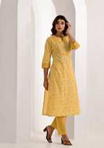 Lemon  Floral Printed Kurta Pant Set